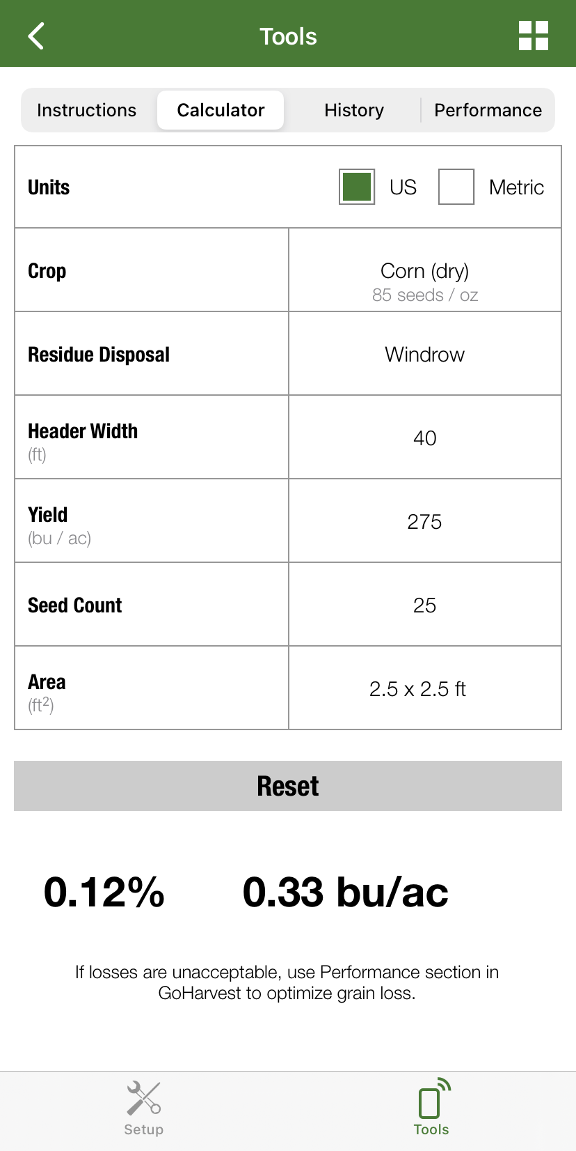 grain loss calculator