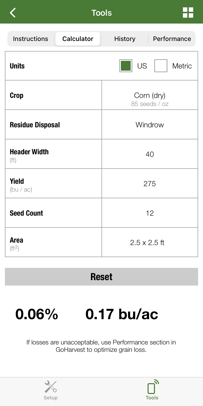 grain loss calculator 2