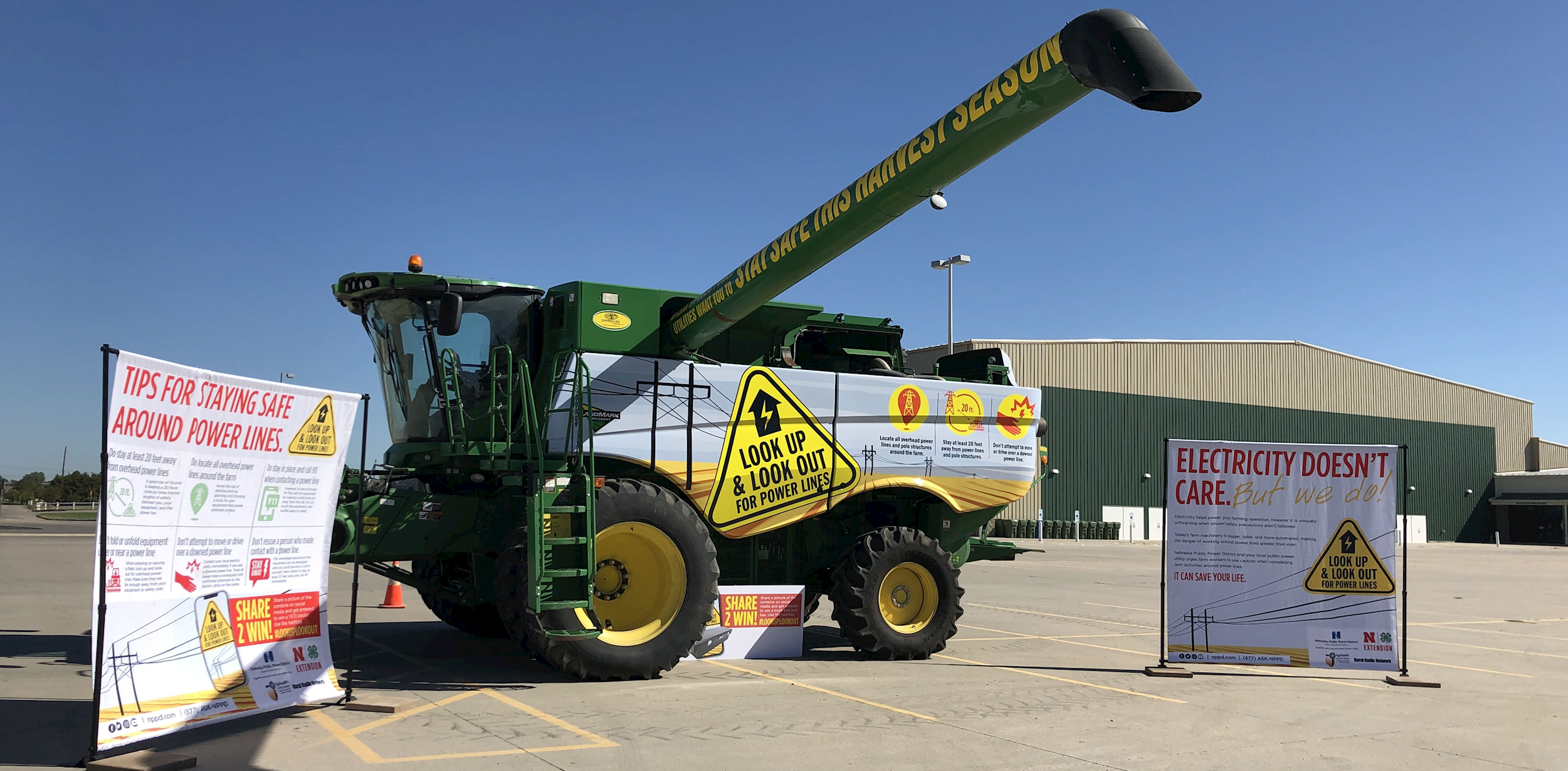 Look Up & Look Out NPPD wrapped Combine